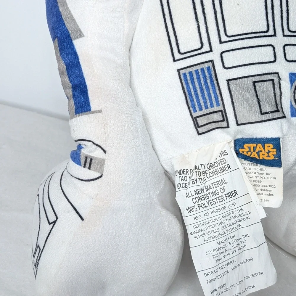 Disney Star Wars R2-D2 Large Plush Stuffed Droid Toy 18 in White Blue‎
